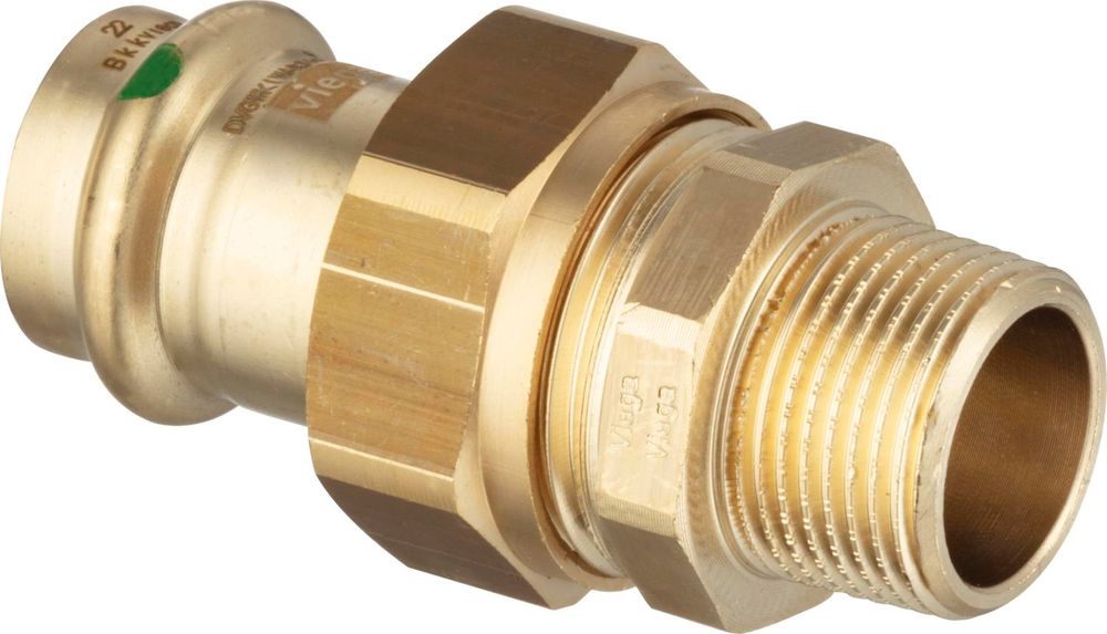 Viega Profipress Sanpress-Übergangsverschraubung, d 12mm, R 3/8 Rotguss oder Siliziumbronze, Messing Modell 2265, 291372