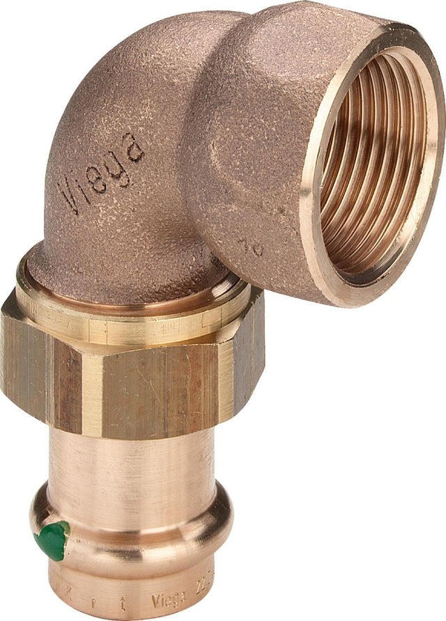 Viega Profipress Sanpress-Übergangsverschraubung 90 Grad, d 15mm, Rp 1/2 Rotguss oder Siliziumbronze, Messing Modell 2255, 125660