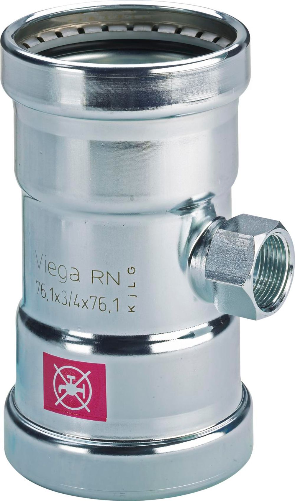Viega Prestabo XL-T-Stück, d1 108,0, Rp 3/4, d2 108,0 Stahl unlegiert, verzinkt Modell 1117.2XL, 598099