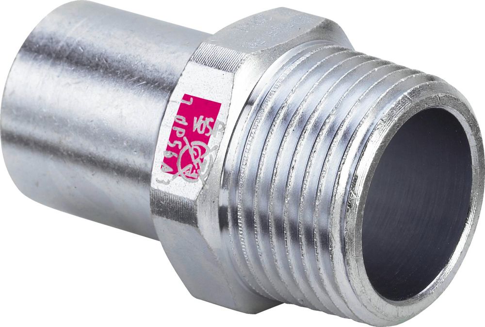 Viega Prestabo-Einsteckstück, d 18mm, R 1/2 Stahl unlegiert, verzinkt Modell 1111.1, 642051