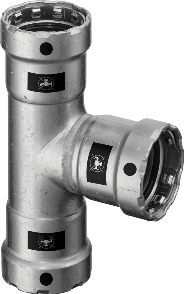 Viega Megapress-T-Stück, DN 50 Stahl unlegiert, Zink-Nickel-Beschichtung Modell 4218, 695125