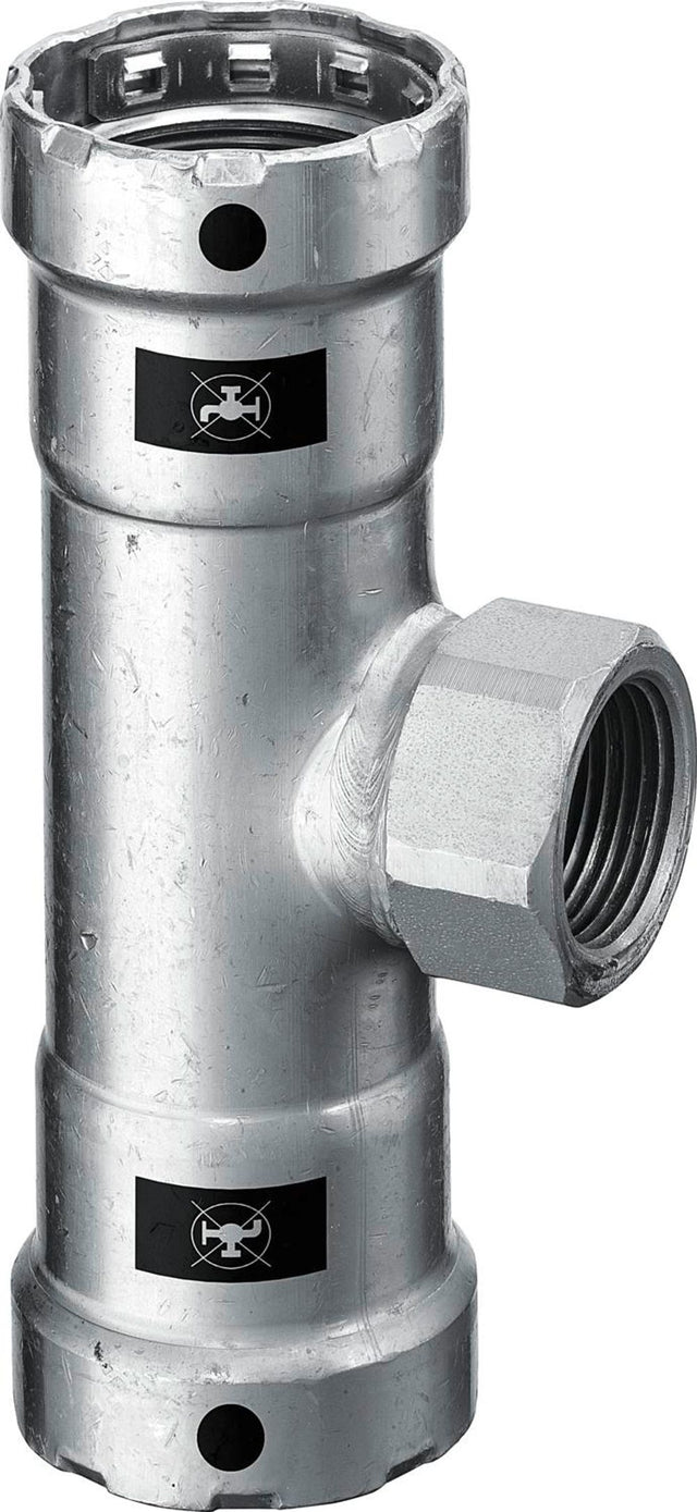 Viega Megapress-T-Stück, DN 40, Rp 1 Stahl unlegiert, Zink-Nickel-Beschichtung Modell 4217.2, 695231