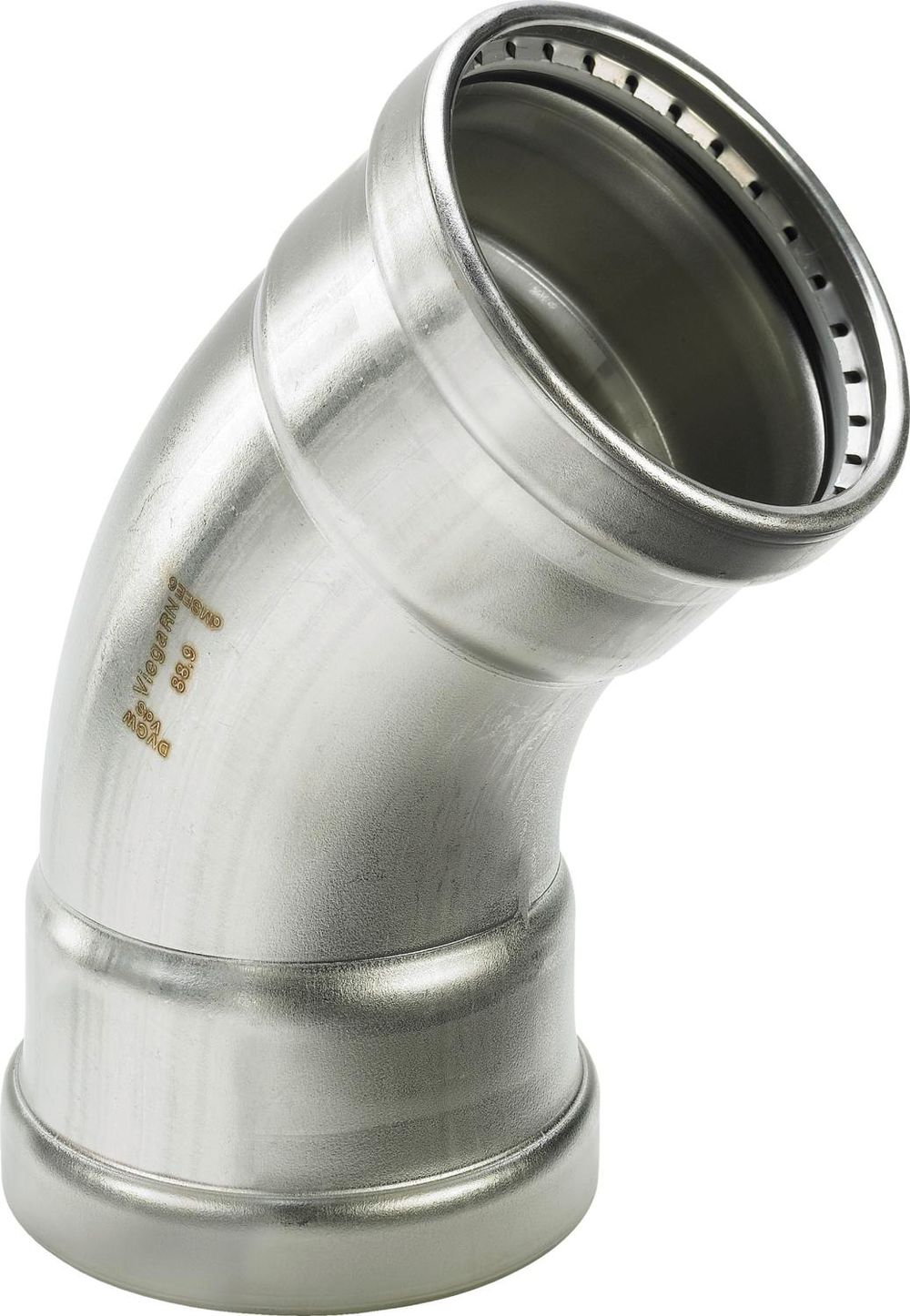 Viega Sanpress Inox XL-Bogen 45 Grad, d 64,0mm Stahl nichtrostend Modell 2326XL, 578008