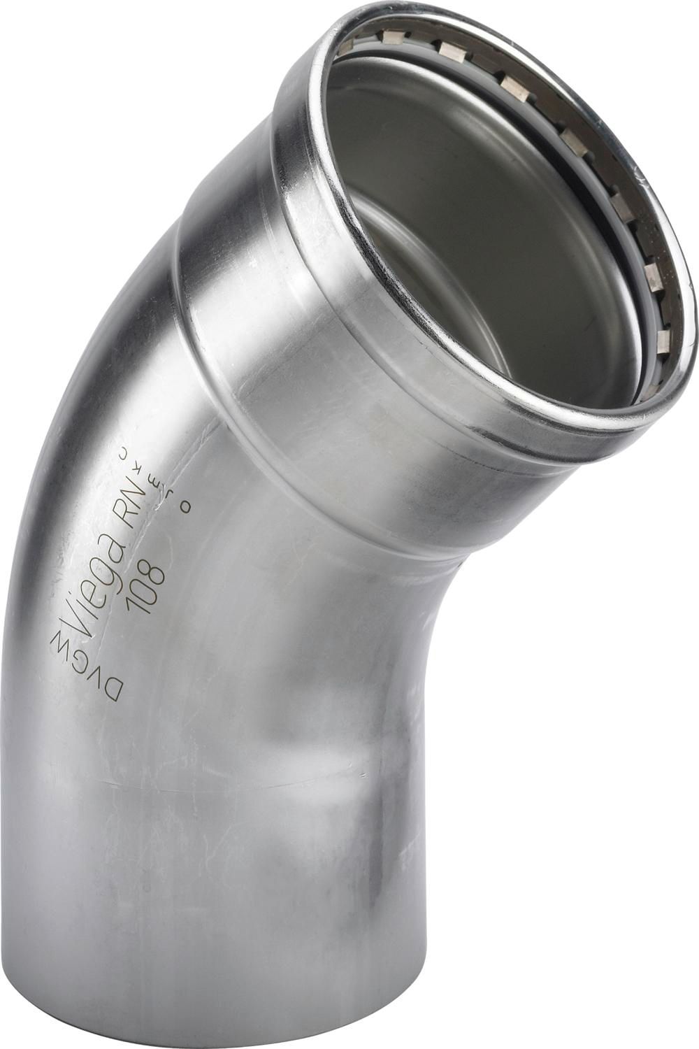 Viega Sanpress Inox XL-Bogen 45 Grad, d 88,9mm Stahl nichtrostend Modell 2326.1XL, 482695