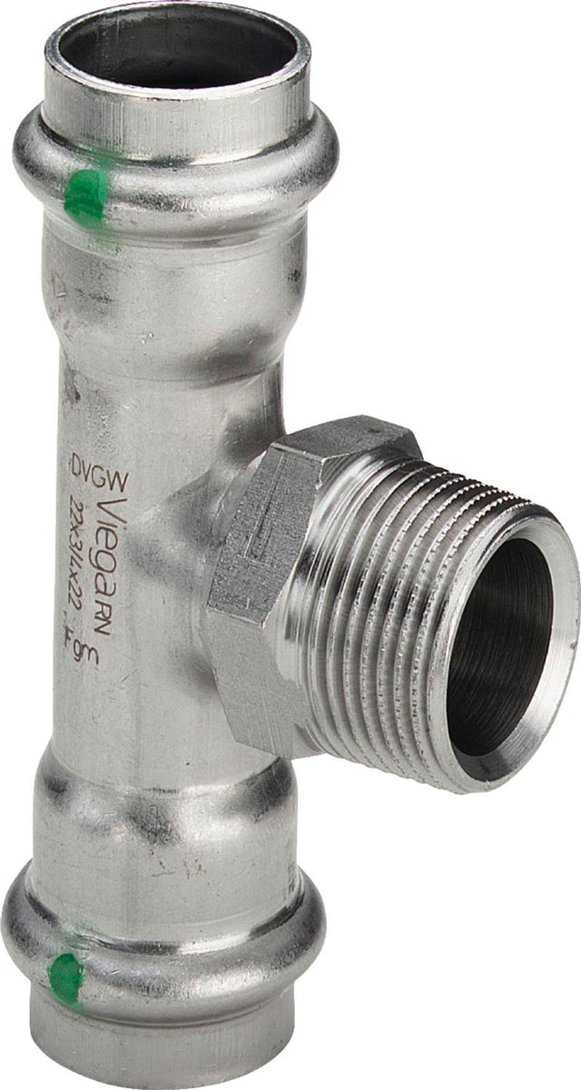 Viega Sanpress Inox-T-Stück, d1 28, R 3/4, d2 28 Stahl nichtrostend Modell 2317.1, 445997
