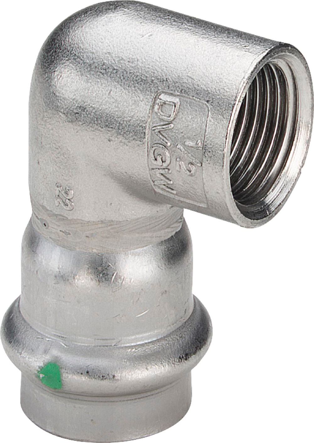 Viega Sanpress Inox-Übergangswinkel 90 Grad, d 18mm, Rp 1/2 Stahl nichtrostend Modell 2314.2, 436995