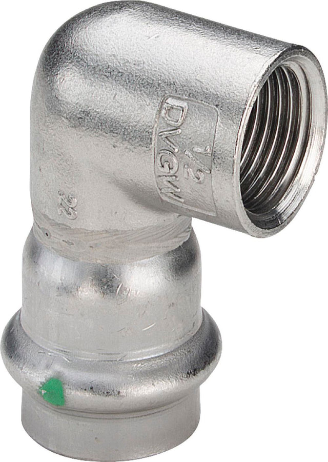 Viega Sanpress Inox-Übergangswinkel 90 Grad, d 18mm, Rp 1/2 Stahl nichtrostend Modell 2314.2, 436995