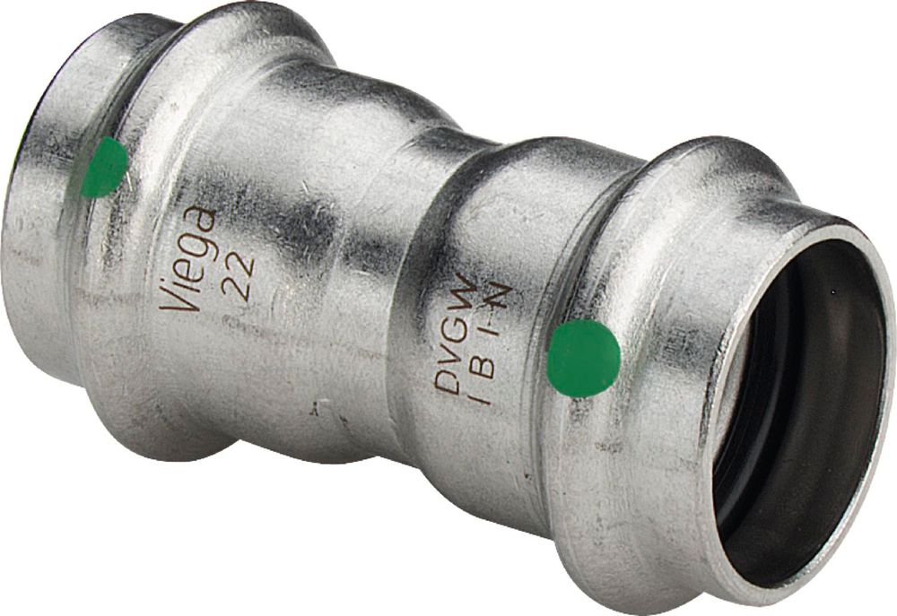 Viega Sanpress Inox-Muffe, d 35mm Stahl nichtrostend Modell 2315, 436193