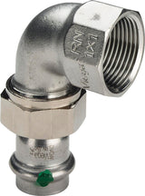 Viega Sanpress Inox-Übergangsverschraubung 90 Grad, d 54mm, Rp 2 Messing vernickelt, Stahl nichtrostend Modell 2355, 437374