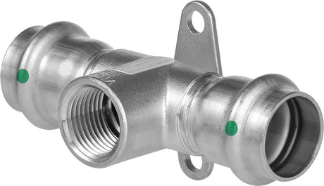 Viega Sanpress Inox-Wandscheiben-T-Stück, d1 22, Rp 1/2, d2 22 Stahl nichtrostend Modell 2317.3, 744090