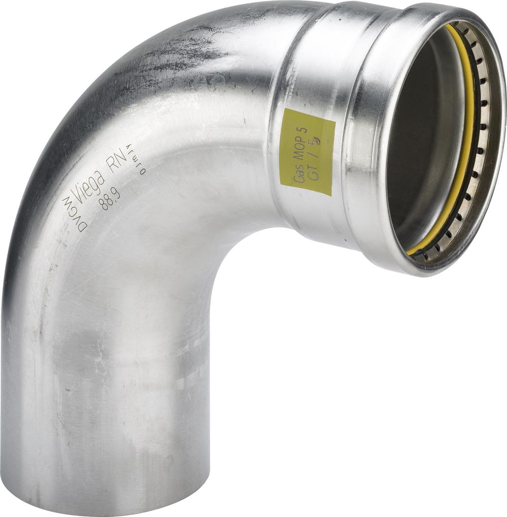 Viega Sanpress Inox G XL-Bogen 90 Grad, d 88,9mm Stahl nichtrostend Modell 0216.1XL, 577537