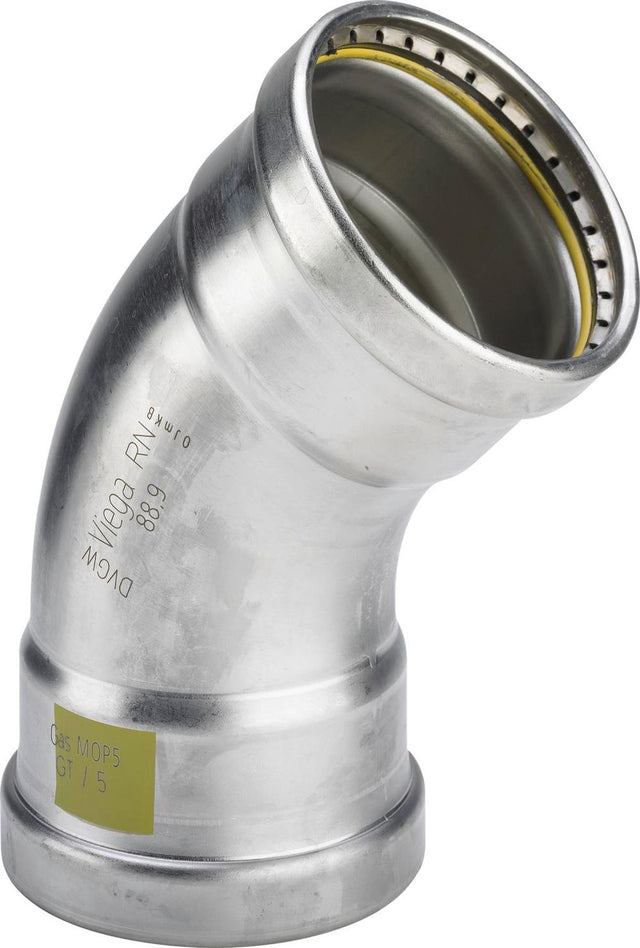 Viega Sanpress Inox G XL-Bogen 45 Grad, d 88,9mm Stahl nichtrostend Modell 0226XL, 578275