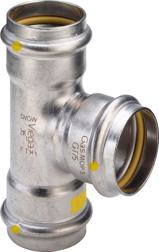 Viega Sanpress Inox G-T-Stück, d1 28, d2 22, d3 28 Stahl nichtrostend Modell 0218, 486532