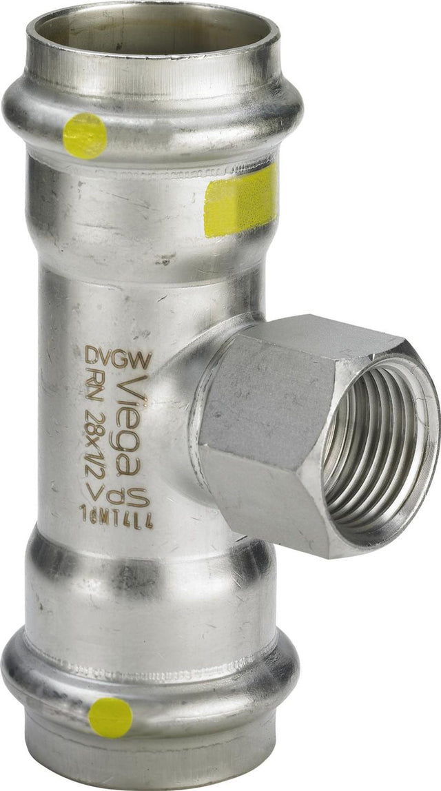 Viega Sanpress Inox G-T-Stück, d1 22, Rp 3/4, d2 22 Stahl nichtrostend Modell 0217.2, 486686