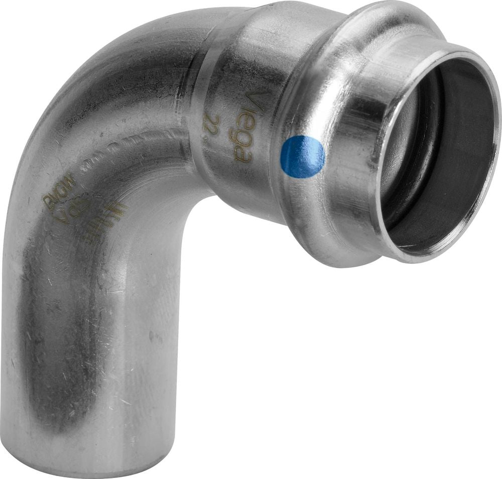 Viega Sanpress Inox LF-Bogen 90 Grad, d 22mm Stahl nichtrostend Modell 2316.1LF, 664763