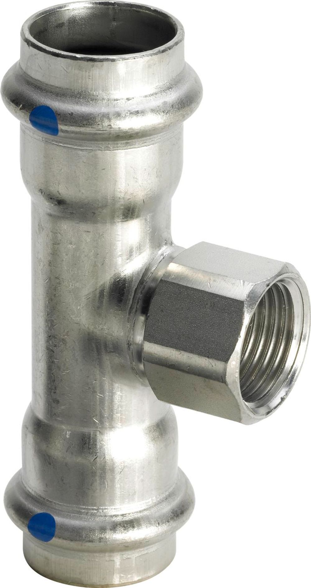 Viega Sanpress Inox LF-T-Stück, d1 28, Rp 1/2, d2 28 Stahl nichtrostend Modell 2317.2LF, 665654