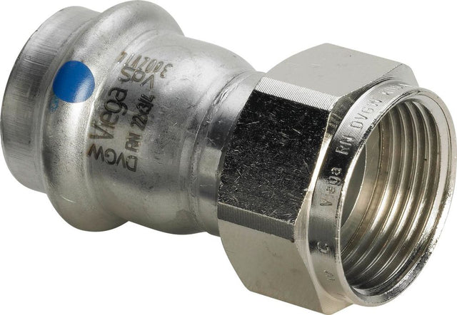 Viega Sanpress Inox LF-Anschlussverschraubung, d 22mm, G 1 Messing vernickelt, Stahl nichtrostend Modell 2363LF, 666682