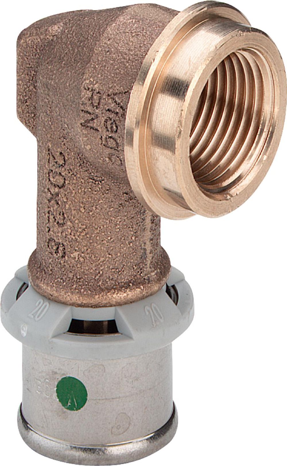 Viega Sanfix Fosta Sanfix P-Übergangsbogen 90 Grad, d 20mm, Rp 3/4 Rotguss Modell 2114.11, 316754