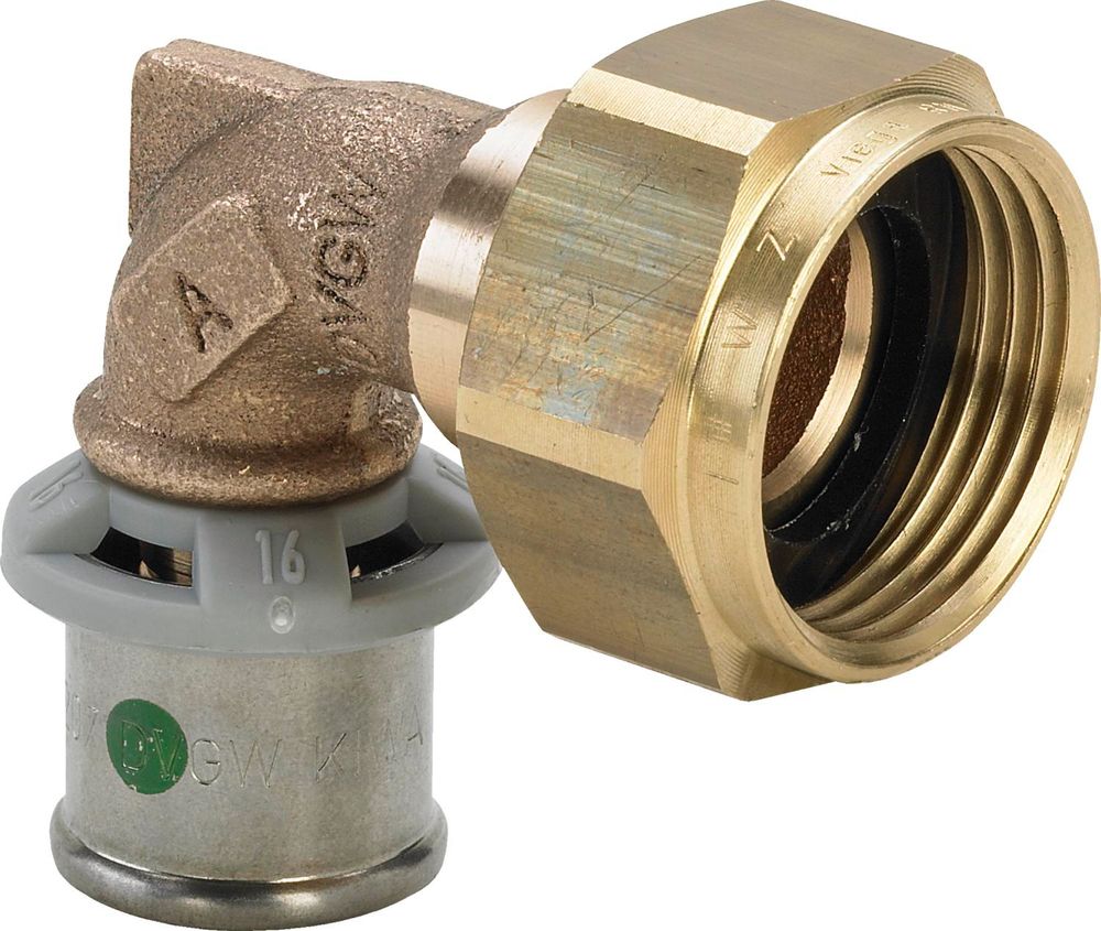 Viega Sanfix Fosta Sanfix P-Anschlussverschraubung 90 Grad, d 16mm, G 3/4 Rotguss Modell 2155, 457976