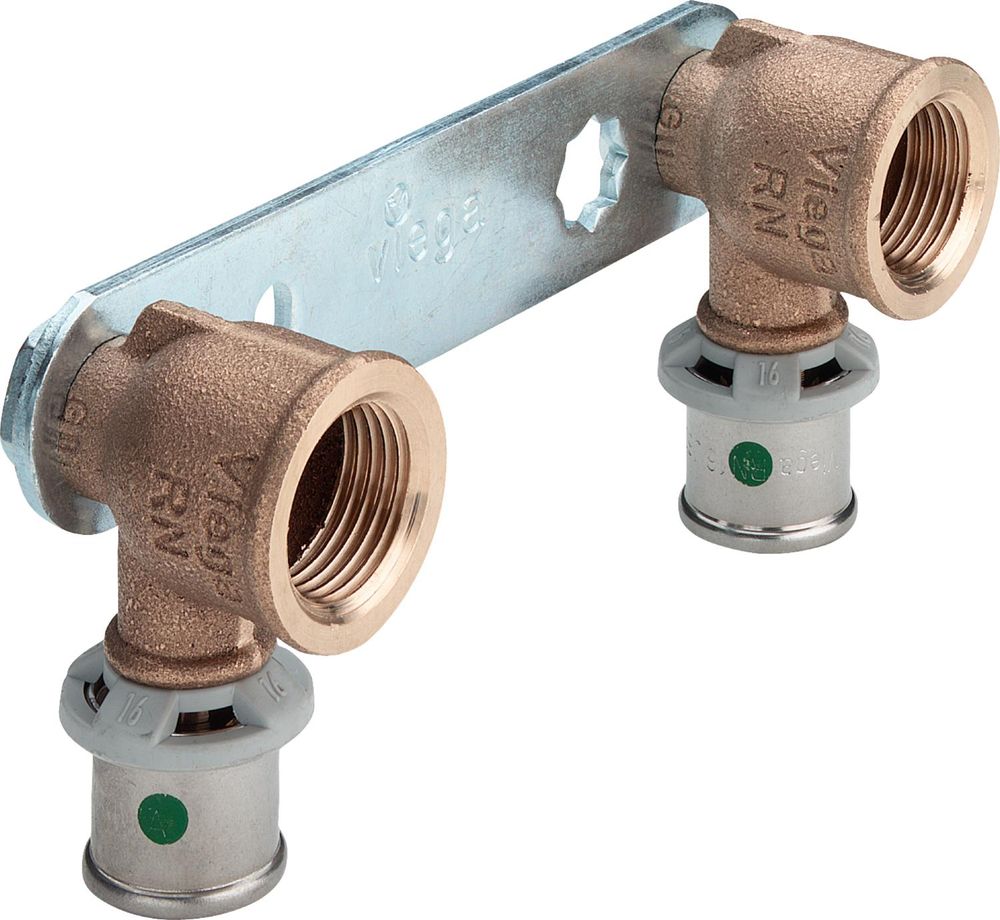 Viega Sanfix Fosta Sanfix P-Montageeinheit, d 16mm, Rp 1/2, Stichmaß 100 Rotguss, Stahl verzinkt Modell 2124.2, 310622