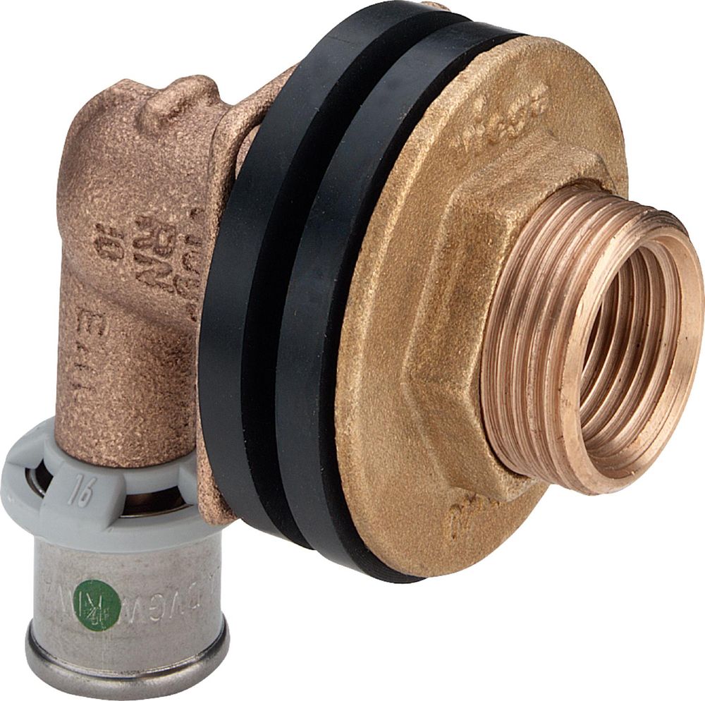 Viega Sanfix Fosta Sanfix P-Wanddurchführung, d 16mm, Rp 1/2, G 3/4 Rotguss Modell 2132.11, 310721