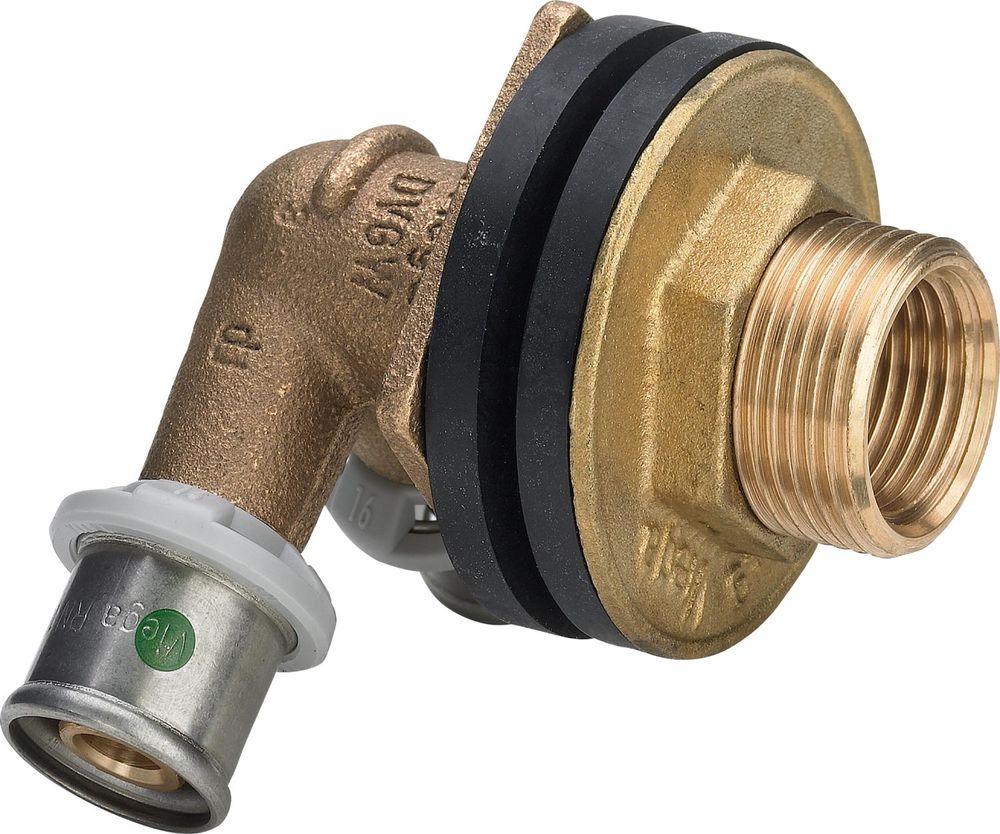 Viega Sanfix Fosta Sanfix P-Doppelwanddurchführung, d 16mm, Rp 1/2, G 3/4 Rotguss Modell 2132.41, 310783