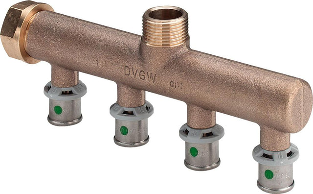 Viega Sanfix Fosta Sanfix P-Verteiler, d 16mm, G 3/4, n 4 Rotguss Modell 2126.05, 309268