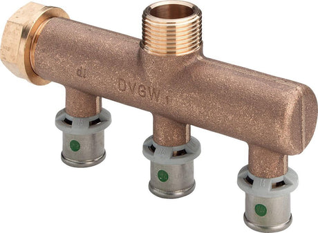 Viega Sanfix Fosta Sanfix P-Verteiler, d 16mm, G 3/4, n 3 Rotguss Modell 2126.07, 309206