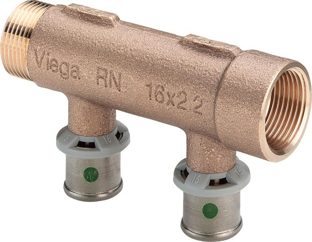 Viega Sanfix Fosta Sanfix P-Verteiler, d 16mm, G 3/4, n 2 Rotguss Modell 2126.06, 309237