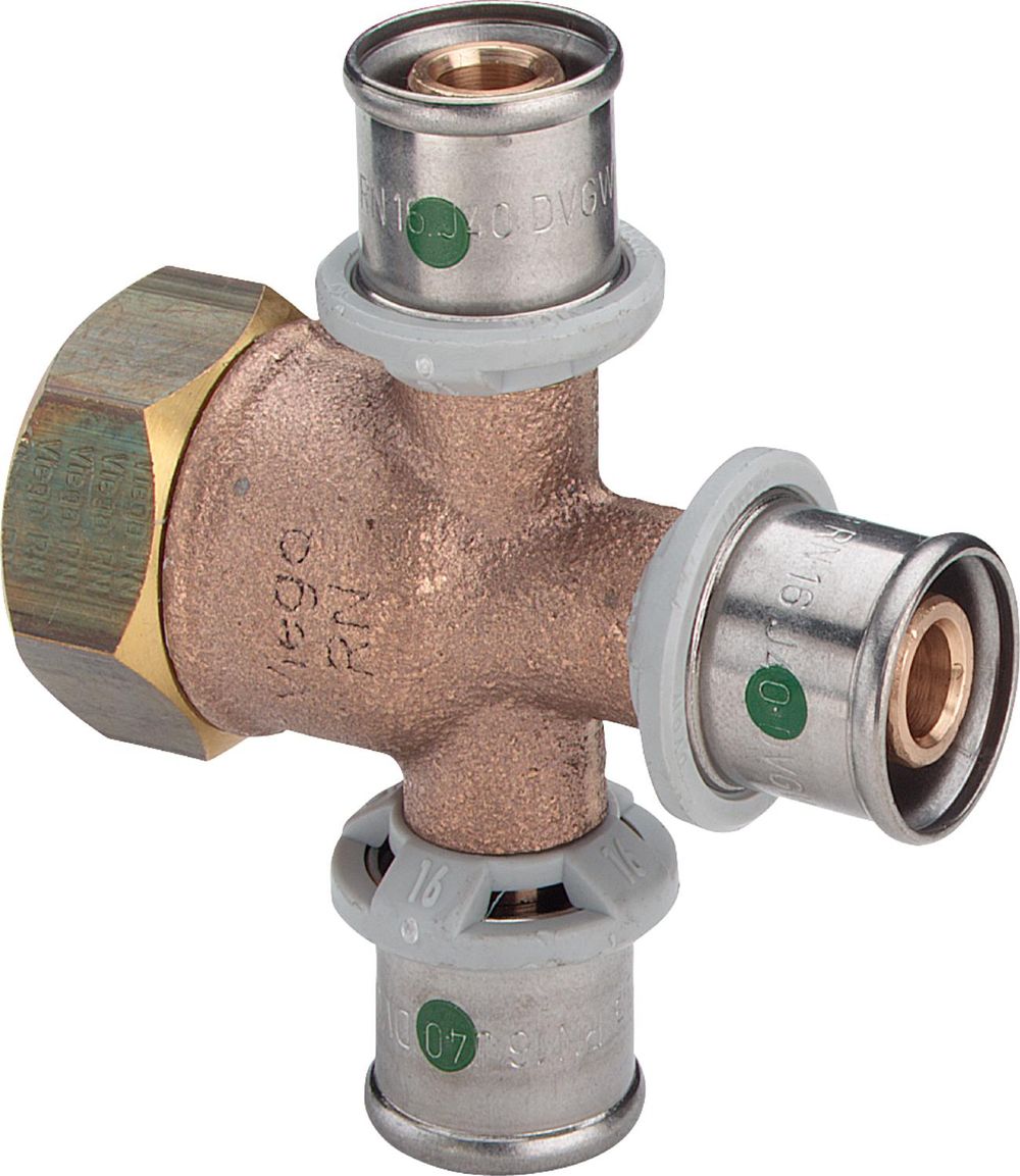 Viega Sanfix Fosta Sanfix P-Verteiler, d 16mm, G 3/4, n 3 Rotguss Modell 2126.08, 458164