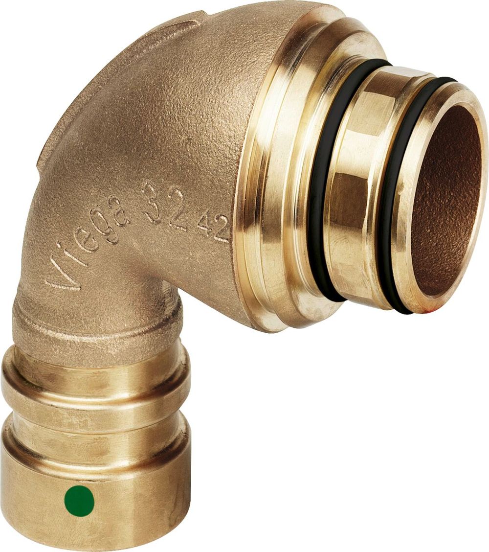 Viega Geopress-Anschlussbogen 90 Grad, d 32mm Rotguss Modell 9694TW, 767471