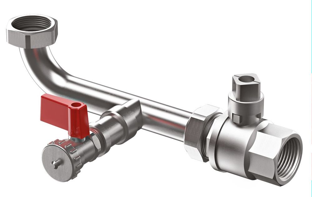 Reflex Anschlussgruppe AG 1", mit gesicherter Absperrung und Entleerung, 100 °C, 10 bar, 9119204