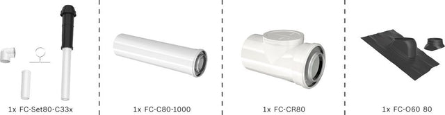 Bosch Abgas-Standardpaket BOPA FC19 Dachdurchgang 80/125 schwarz, RLU, 7739617761