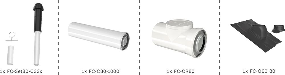 Bosch Abgas-Standardpaket BOPA FC09 Dachdurchgang 80/125 schwarz, RLU, 7739617760