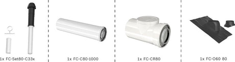 Bosch Abgas-Standardpaket BOPA FC09 Dachdurchgang 80/125 schwarz, RLU, 7739617760