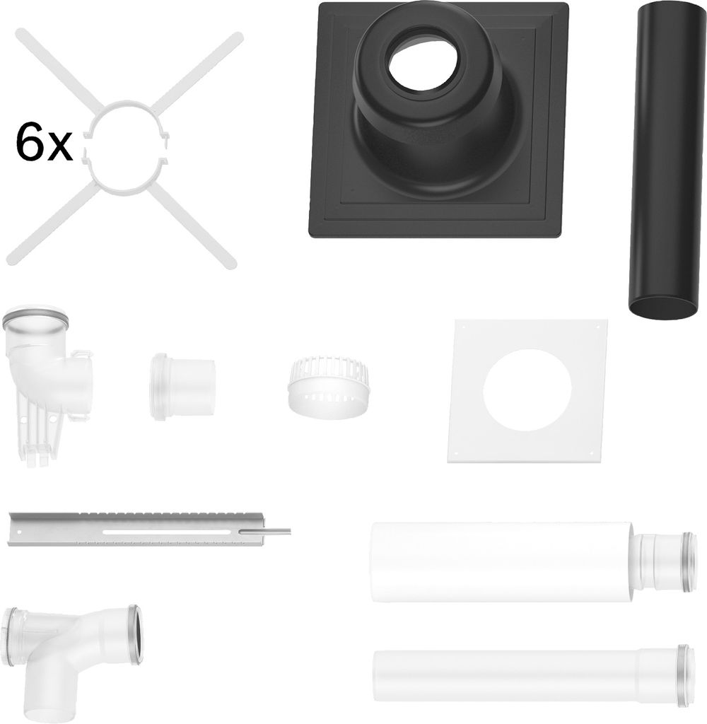 Bosch Abgaszubehör FC-Set80-B53 (oben) Grundbausatz B53, d:80mm, Kunststoff, 7738112558