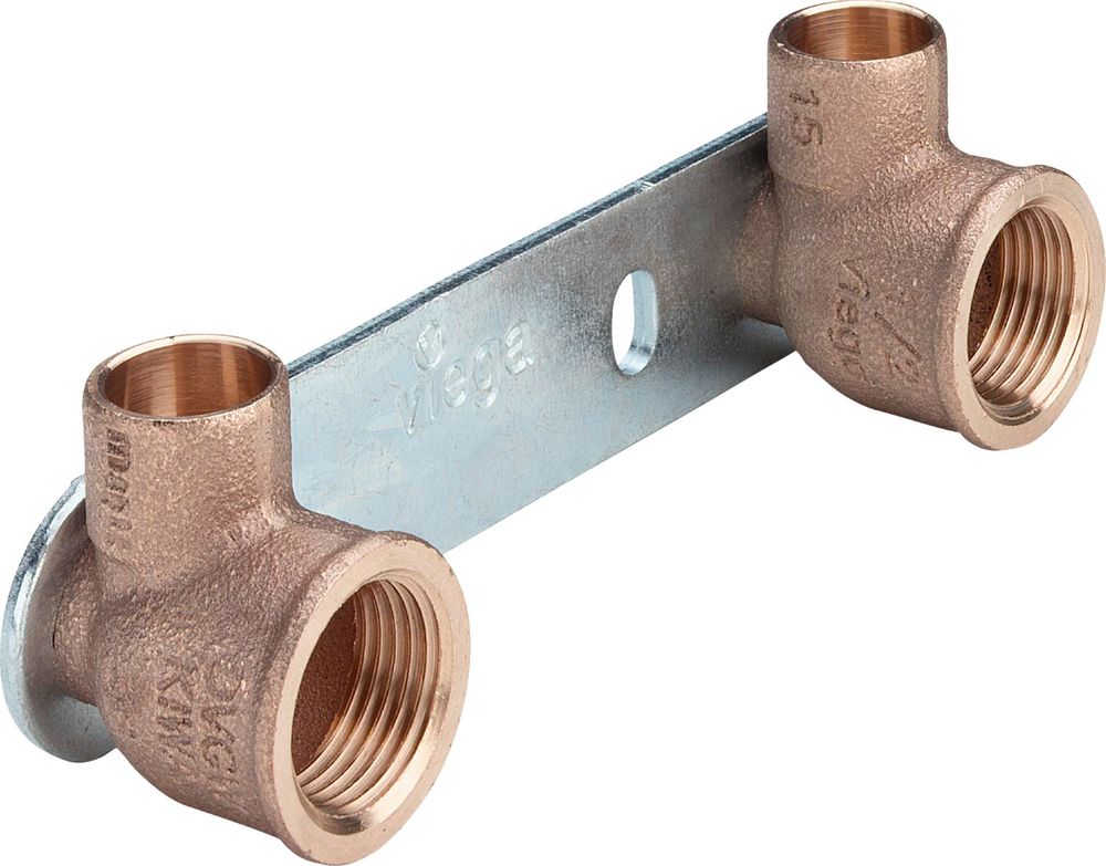 Viega Gemini-Montageeinheit, d 15mm, Rp 1/2, Stichmaß 100 Rotguss, Stahl verzinkt Modell 94476.2, 107284
