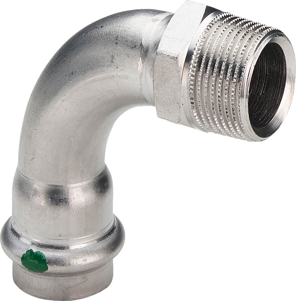 Viega Sanpress Inox-Übergangsbogen 90 Grad, d 28mm, R 1 Stahl nichtrostend Modell 2314, 436933