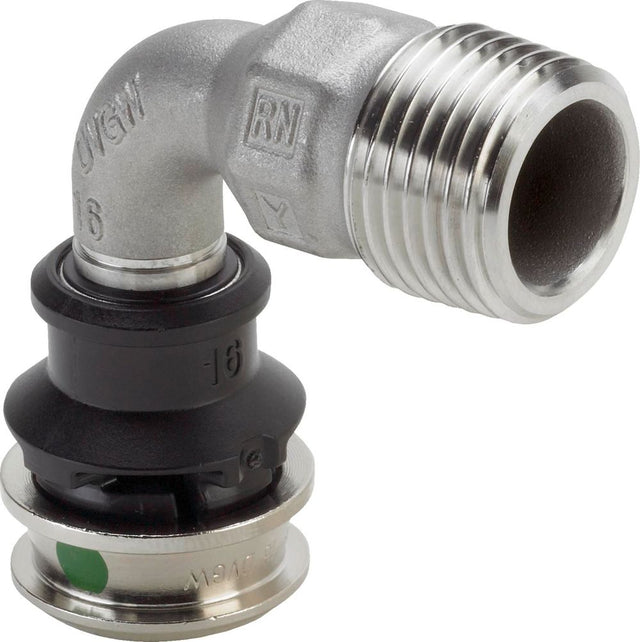 Viega Raxinox-Übergangsbogen 90 Grad, d 16mm, R 1/2 Stahl nichtrostend Modell 4414, 724139