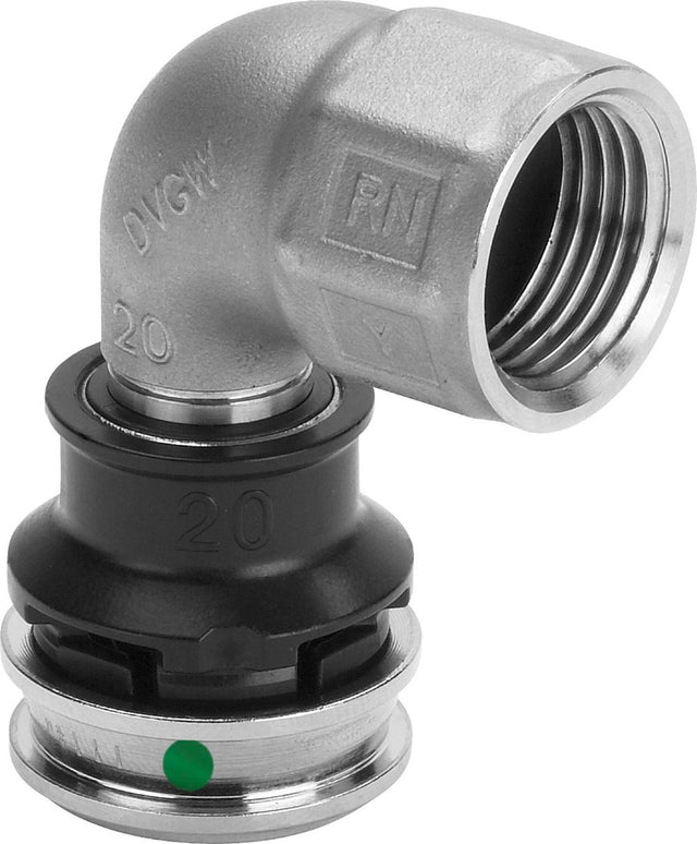 Viega Raxinox-Übergangsbogen 90 Grad, d 20mm, Rp 1/2 Stahl nichtrostend Modell 4414.11, 723316