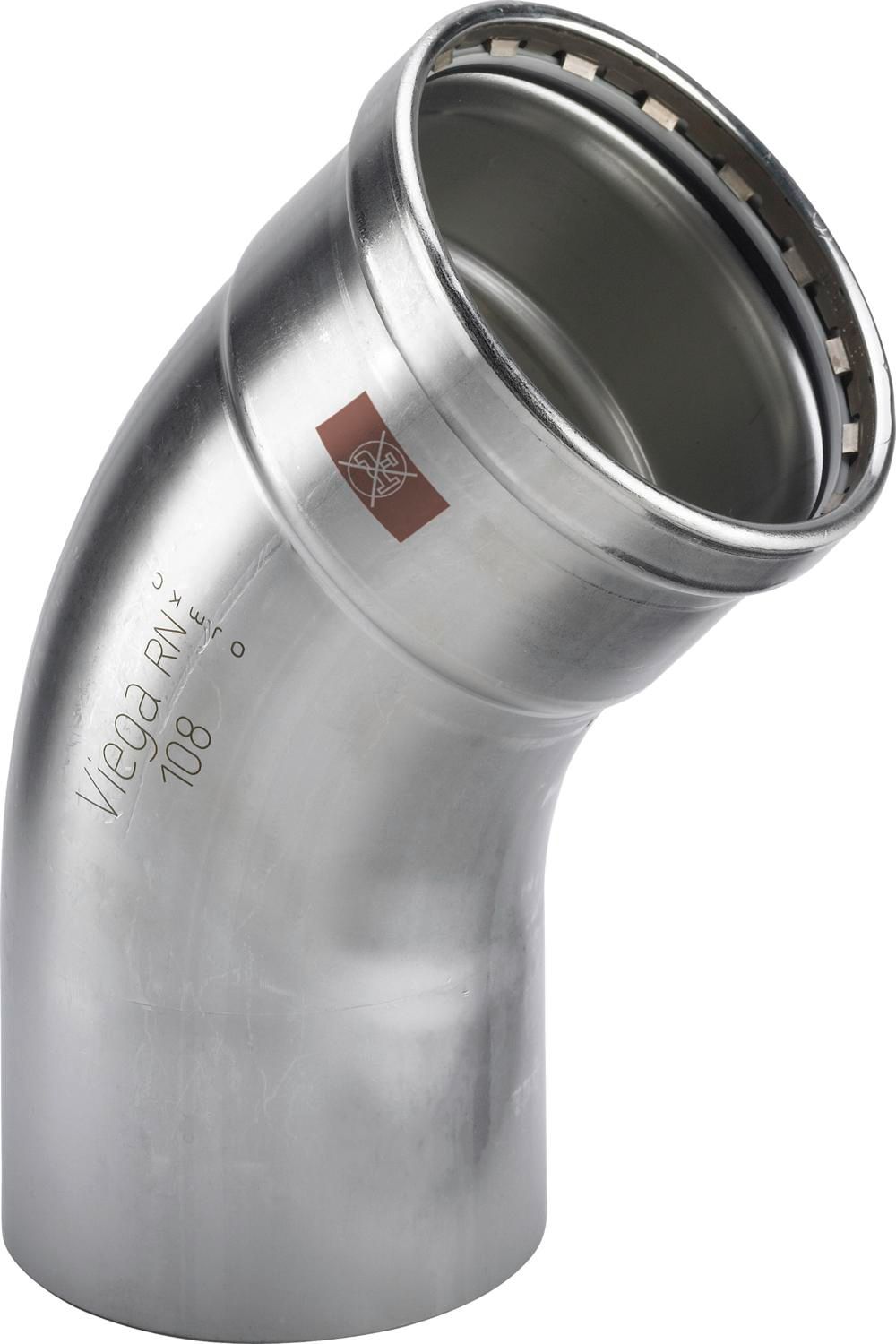 Viega Temponox XL-Bogen 45 Grad, d 88,9mm Stahl nichtrostend Modell 1726.1XL, 810054