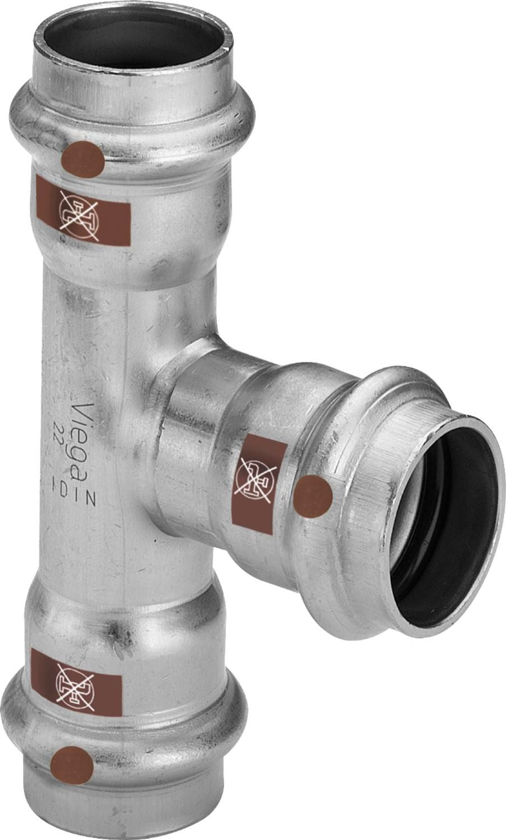 Viega Temponox-T-Stück, d1 22, d2 28, d3 22 Stahl nichtrostend Modell 1718, 810375
