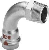 Viega Temponox-Übergangsbogen 90 Grad, d 28mm, R 1 Stahl nichtrostend Modell 1714, 812447