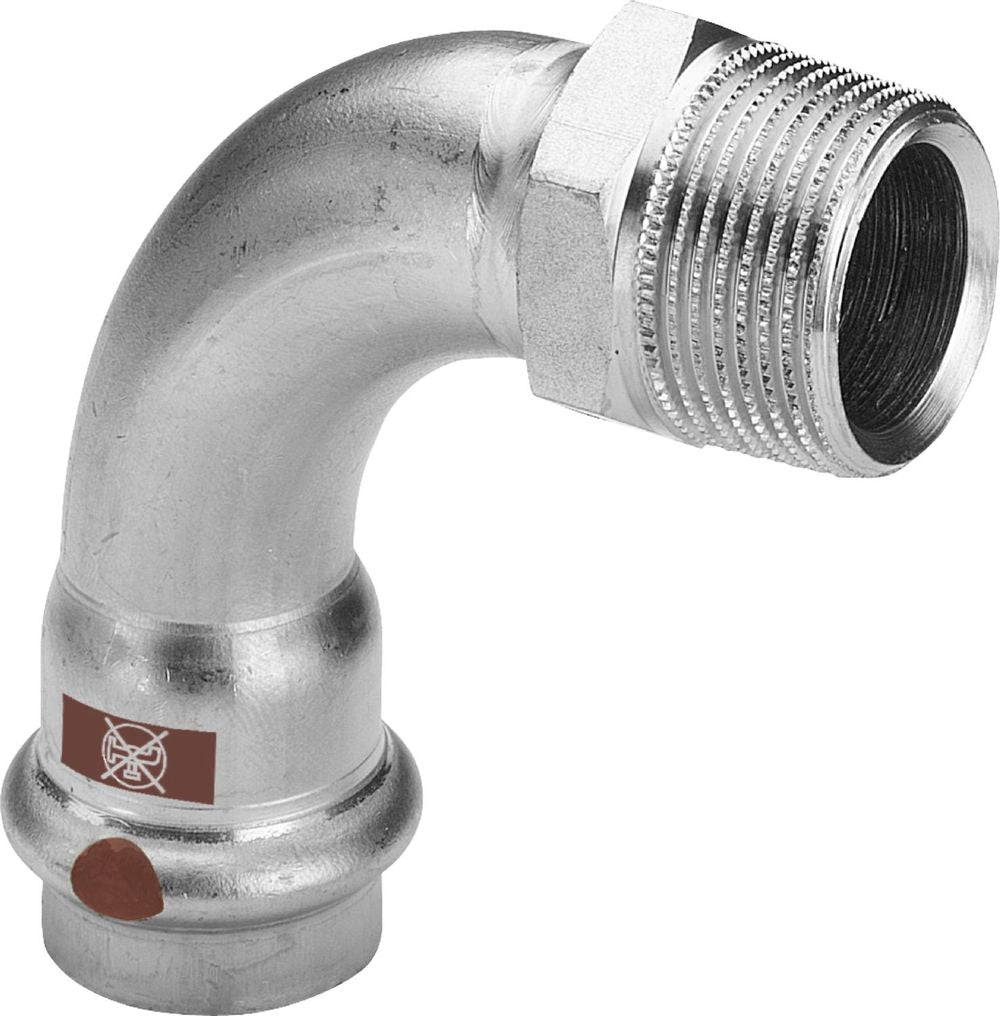 Viega Temponox-Übergangsbogen 90 Grad, d 35mm, R 11/4 Stahl nichtrostend Modell 1714, 812454
