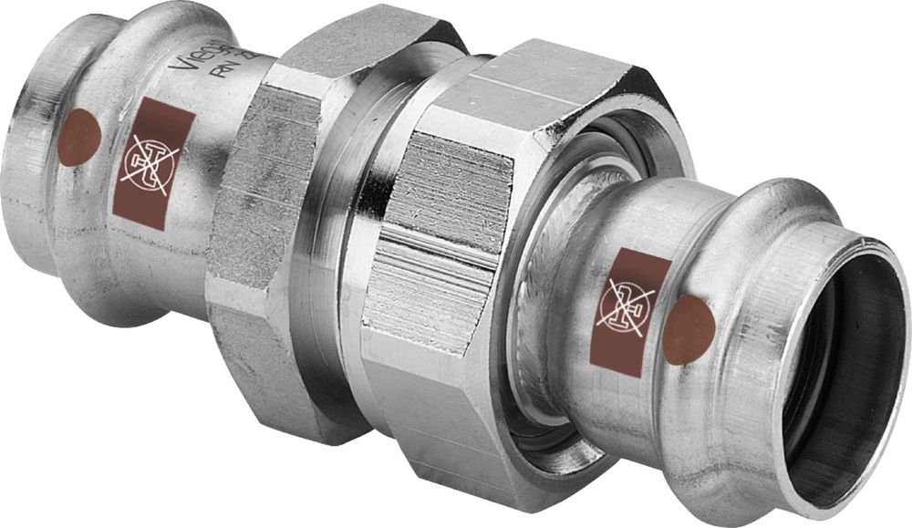 Viega Temponox-Verschraubung, d 28mm Messing vernickelt, Stahl nichtrostend Modell 1760, 812263