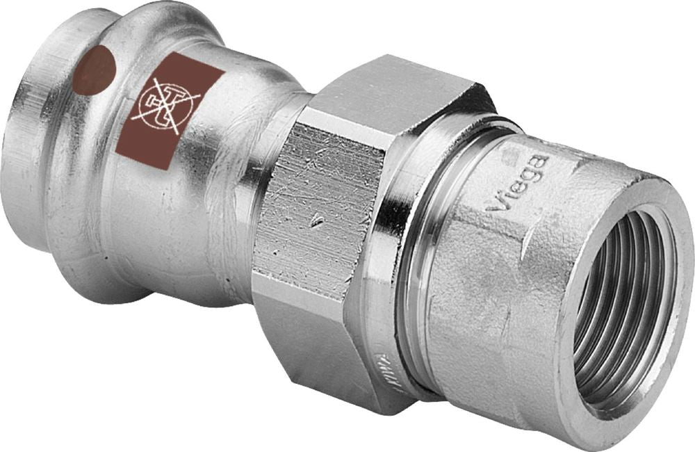 Viega Temponox-Übergangsverschraubung, d 35mm, Rp 11/4 Messing vernickelt, Stahl nichtrostend Modell 1762, 812195