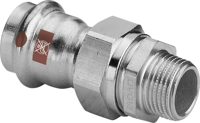 Viega Temponox-Übergangsverschraubung, d 18mm, R 3/4 Messing vernickelt, Stahl nichtrostend Modell 1765, 812072