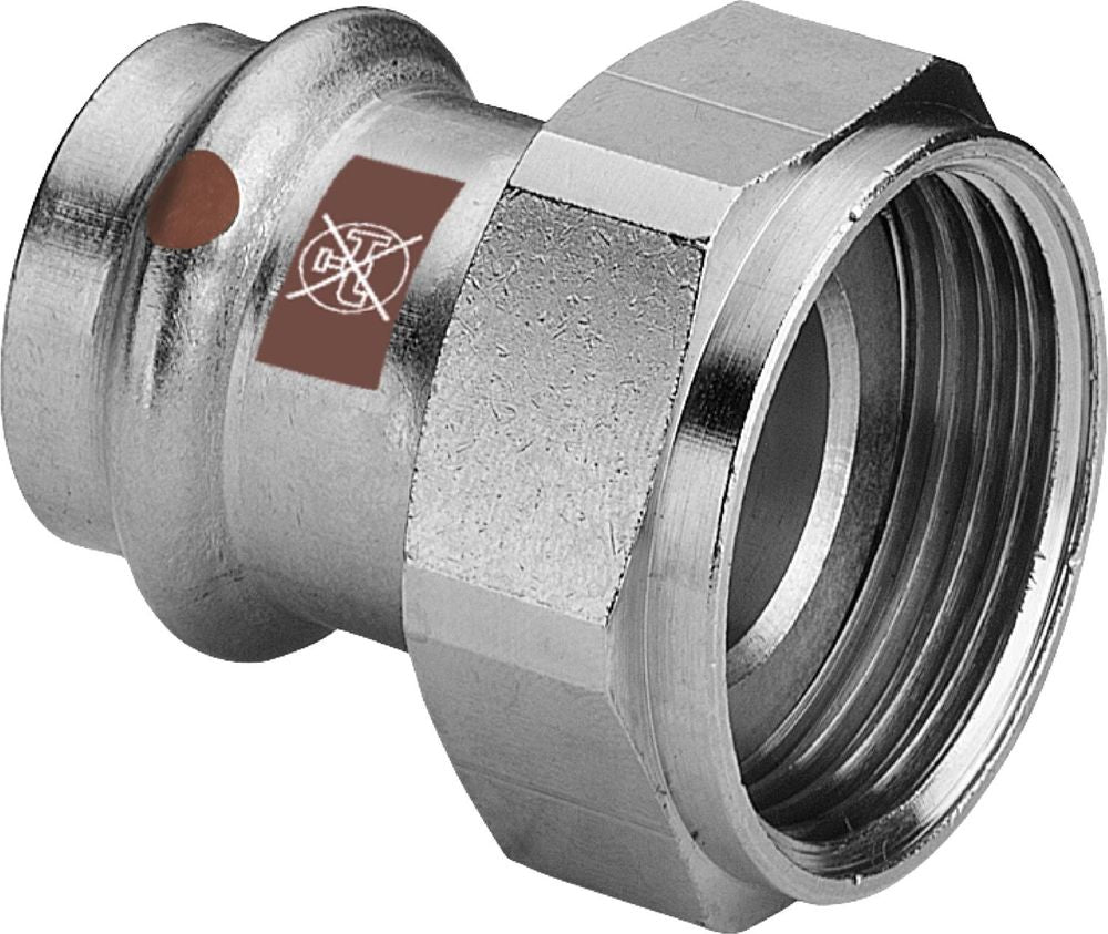 Viega Temponox-Anschlussverschraubung, d 42mm, G 2 Messing vernickelt, Stahl nichtrostend Modell 1763, 811433