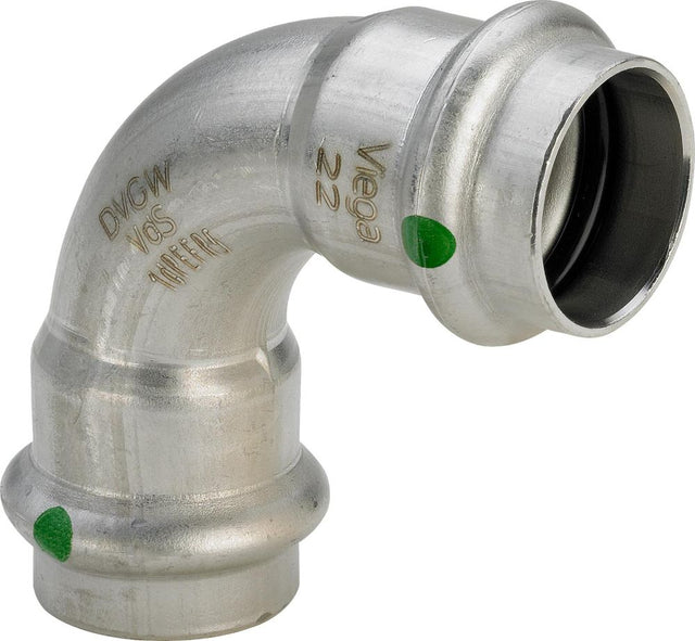Viega Sanpress Inox-Bogen 90 Grad, d 18mm Stahl nichtrostend Modell 2316, 435646