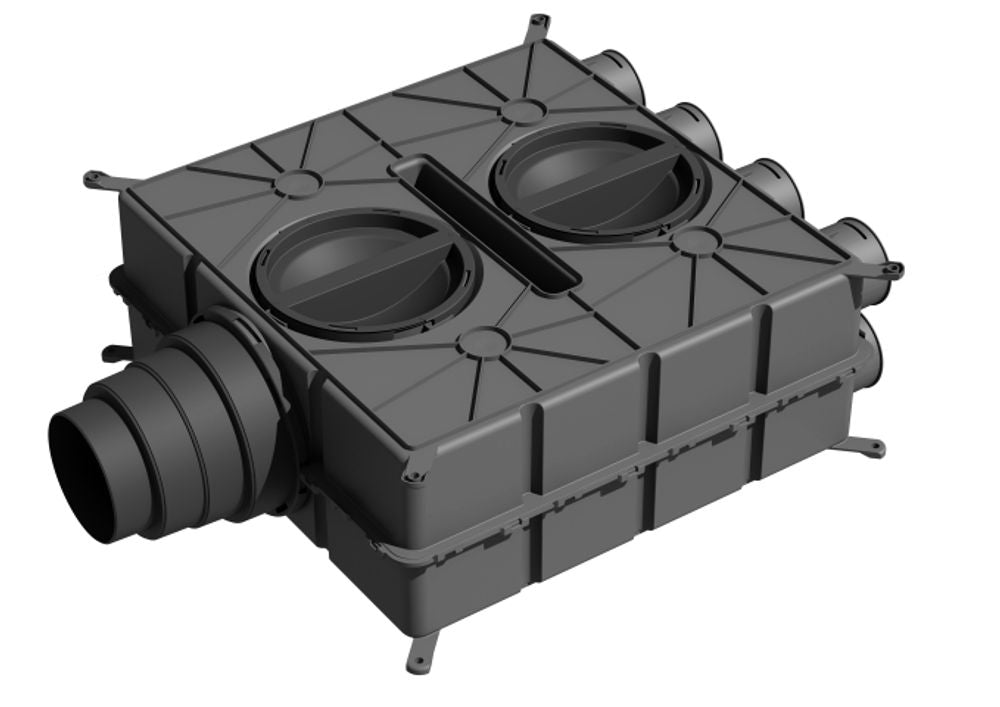 Wolf Luftverteiler DN125-180 8 Stutzen DN75 mit 4 Verschlusskappen, 2577595